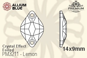 PREMIUM CRYSTAL Lemon Sew-on Stone 14x9mm Crystal Aurore Boreale F