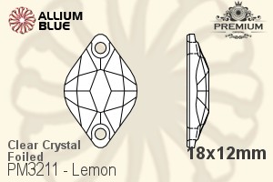 PREMIUM CRYSTAL Lemon Sew-on Stone 18x12mm Crystal F