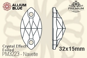 PREMIUM CRYSTAL Navette Sew-on Stone 32x15mm Crystal Moonlight F
