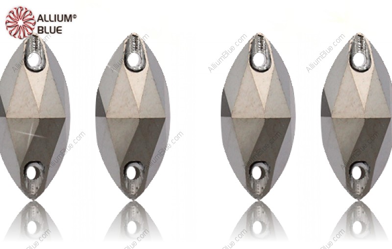 PREMIUM CRYSTAL Navette Sew-on Stone 15x7mm Crystal Metallic Silver F