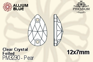 PREMIUM Pear Sew-on Stone (PM3230) 12x7mm - Clear Crystal With Foiling
