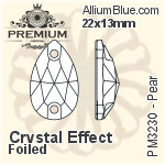 PREMIUM Pear Sew-on Stone (PM3230) 22x13mm - Crystal Effect With Foiling