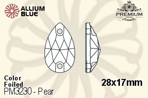 PREMIUM CRYSTAL Pear Sew-on Stone 28x17mm Capri Blue F