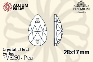 PREMIUM CRYSTAL Pear Sew-on Stone 28x17mm Crystal Phantom Shine F