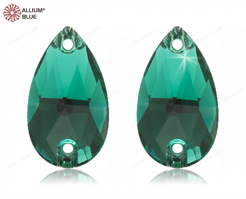 PREMIUM CRYSTAL Pear Sew-on Stone 28x17mm Emerald F