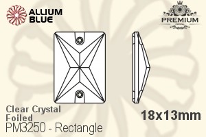 PREMIUM Rectangle Sew-on Stone (PM3250) 18x13mm - Clear Crystal With Foiling