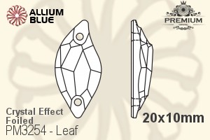 PREMIUM CRYSTAL Leaf Sew-on Stone 20x10mm Crystal Aurore Boreale F