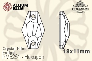 PREMIUM CRYSTAL Hexagon Sew-on Stone 18x11mm Crystal Aurore Boreale F