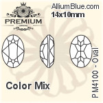 プレミアム Oval ファンシーストーン (PM4100) 14x10mm - カラー Mix