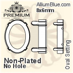 PREMIUM Oval Setting (PM4130/S), No Hole, 8x6mm, Unplated Brass
