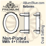 PREMIUM Oval 石座, (PM4130/S), 縫い穴付き, 8x6mm, メッキなし 真鍮