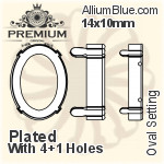 PREMIUM Oval 石座, (PM4130/S), 縫い穴付き, 10x8mm, メッキあり 真鍮