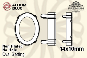 PREMIUM Oval 石座, (PM4130/S), 縫い穴なし, 14x10mm, メッキなし 真鍮