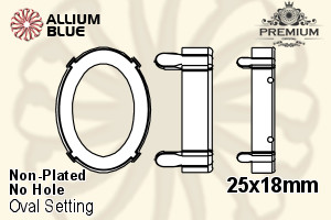 PREMIUM Oval Setting (PM4130/S), No Hole, 25x18mm, Unplated Brass
