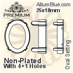 PREMIUM Oval Setting (PM4130/S), No Hole, 25x18mm, Unplated Brass