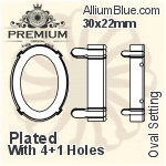 PREMIUM Navette 石座, (PM4200/S), 縫い穴付き, 8x4mm, メッキあり 真鍮