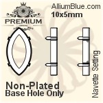 PREMIUM Navette 石座, (PM4200/S), 縫い穴付き, 15x4mm, メッキなし 真鍮