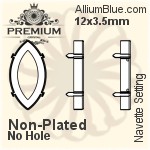 PREMIUM Navette Setting (PM4200/S), With Sew-on Holes, 12x3.5mm, Plated Brass