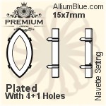 PREMIUM Round Flatback Cross-Groove Setting (PM2000/S), With Sew-on Cross Grooves, SS20 (4.8mm), Plated Brass
