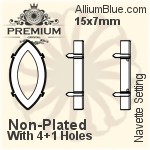 PREMIUM Navette Setting (PM4200/S), With Sew-on Holes, 15x4mm, Plated Brass