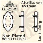 PREMIUM Navette Setting (PM4200/S), No Hole, 15x7mm, Unplated Brass