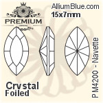 PREMIUM Navette 石座, (PM4200/S), 縫い穴付き, 15x7mm, メッキあり 真鍮
