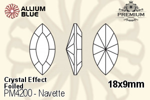 PREMIUM CRYSTAL Navette Fancy Stone 18x9mm Crystal Dorado F