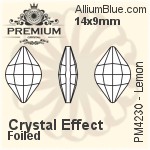 PREMIUM Lemon Fancy Stone (PM4230) 14x9mm - Crystal Effect With Foiling