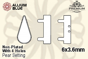PREMIUM Pear Setting (PM4300/S), With Sew-on Holes, 6x3.6mm, Unplated Brass