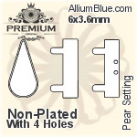 PREMIUM Pear Setting (PM4300/S), No Hole, 6x3.6mm, Unplated Brass