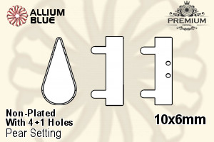 PREMIUM Pear 石座, (PM4300/S), 縫い穴付き, 10x6mm, メッキなし 真鍮