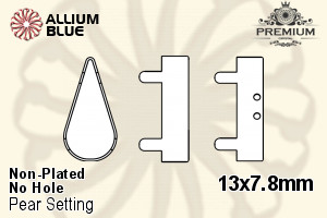 PREMIUM Pear Setting (PM4300/S), No Hole, 13x7.8mm, Unplated Brass