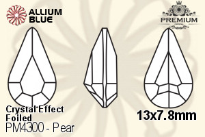 PREMIUM CRYSTAL Pear Fancy Stone 13x7.8mm Crystal Phantom Shine F