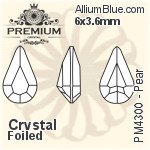 PREMIUM Pear Fancy Stone (PM4300) 6x3.6mm - Clear Crystal With Foiling