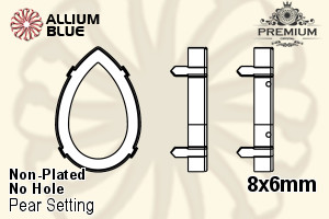 PREMIUM Pear Setting (PM4320/S), No Hole, 8x6mm, Unplated Brass