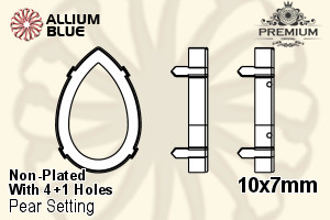 PREMIUM Pear 石座, (PM4320/S), 縫い穴付き, 10x7mm, メッキなし 真鍮