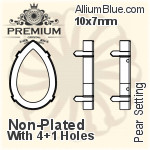 PREMIUM Pear 石座, (PM4320/S), 縫い穴付き, 10x7mm, メッキなし 真鍮