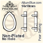 PREMIUM Pear 石座, (PM4320/S), 縫い穴なし, 14x10mm, メッキなし 真鍮
