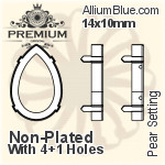 PREMIUM Pear 石座, (PM4320/S), 縫い穴付き, 14x10mm, メッキなし 真鍮