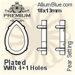 PREMIUM Cushion Cut 石座, (PM4470/S), 縫い穴付き, 12mm, メッキあり 真鍮