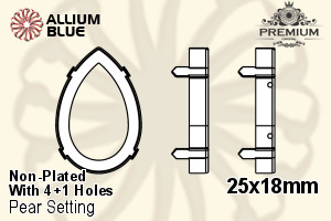 PREMIUM Pear Setting (PM4320/S), With Sew-on Holes, 25x18mm, Unplated Brass