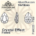 PREMIUM Pear Fancy Stone (PM4320) 14x10mm - Clear Crystal With Foiling