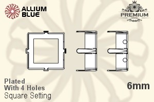 PREMIUM Square Setting (PM4400/S), With Sew-on Holes, 6mm, Plated Brass
