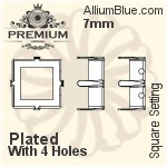 PREMIUM Square Setting (PM4400/S), No Hole, 7mm, Unplated Brass