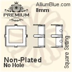 PREMIUM Square 石座, (PM4400/S), 縫い穴なし, 8mm, メッキなし 真鍮