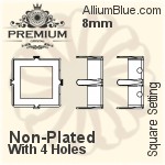 PREMIUM Square Setting (PM4400/S), With Sew-on Holes, 8mm, Unplated Brass