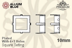 PREMIUM Square 石座, (PM4400/S), 縫い穴付き, 10mm, メッキあり 真鍮