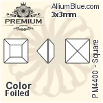 プレミアム Square ファンシーストーン (PM4400) 3x3mm - カラー 裏面フォイル