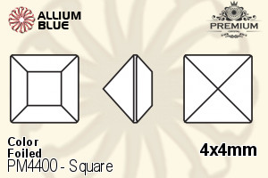PREMIUM CRYSTAL Square Fancy Stone 4x4mm Black Diamond F