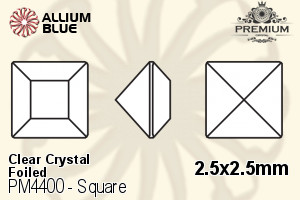 PREMIUM CRYSTAL Square Fancy Stone 2.5x2.5mm Crystal F